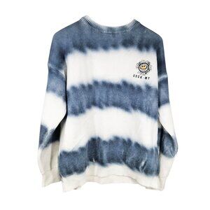 Suck-My‎ M Tie-Dye Striped Sweater With Floral Emblem